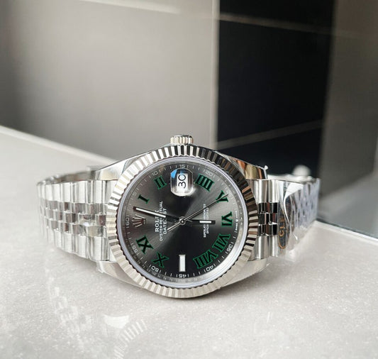 DateJust Men “wimbledon”SS Grey textured Dial Roman Markers