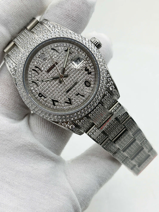OYSTER PERPETUAL 41mm 904L SS MOISSANITE DIAMONDS BRACELET AND DIAL A2824 iced out