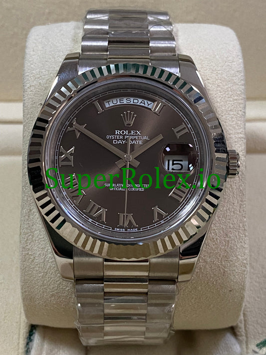 Day-Date II 40MM White Gold Ref.218239 - hocolate Roman Dial