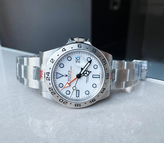 GMF Factory 1:1 EXPLORER II 42MM 216570 WHITE 904L SS BEST EDITION WHITE DIAL A3186