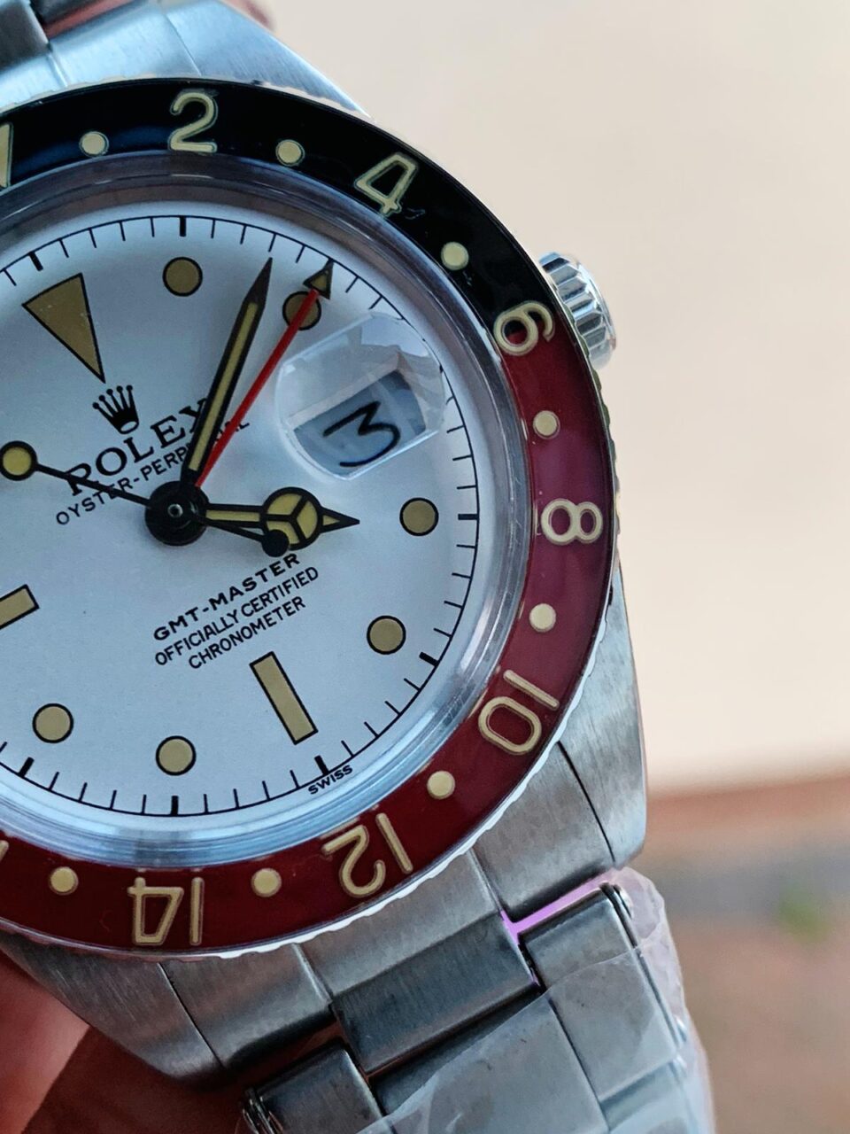 VINTAGE GMT Master 6542 Black/Red Bezel White Dial A2836