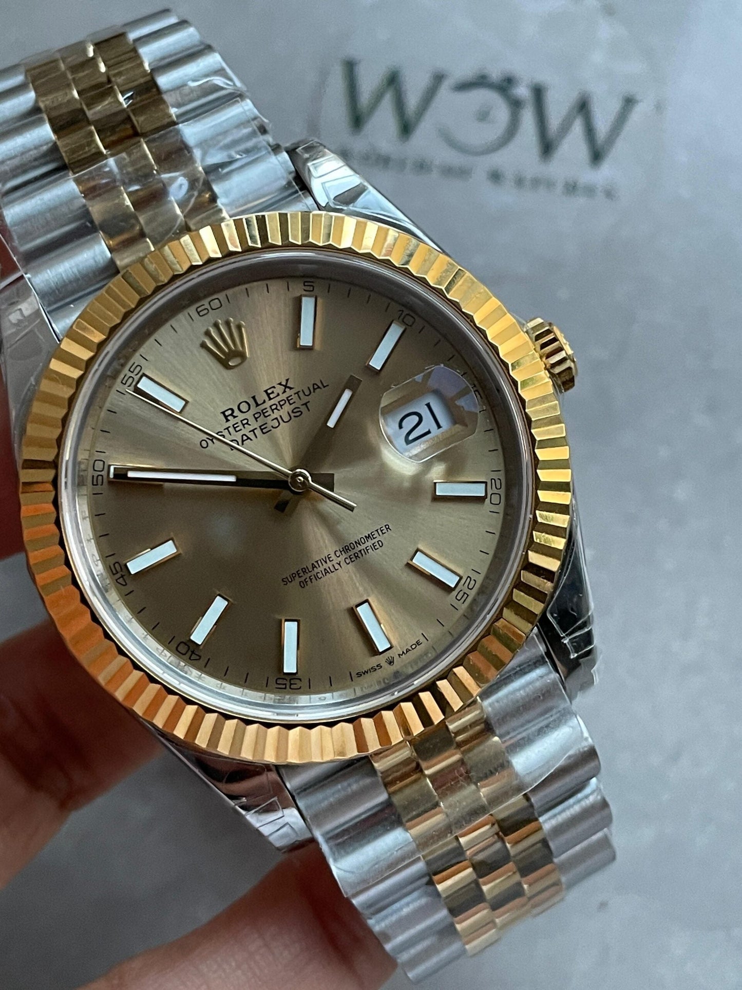 VSF Factory 1:1 Datejust 41mm 126333 904L YG/SS Fluted Bezel Gold Dial on VS3235