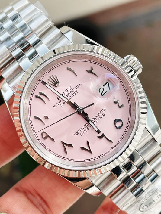 DIWF Factory 1:1 DateJust 36mm 126234 Best Edition 904L Steel Tiffany Pink Dial Arabic Marker SA3235