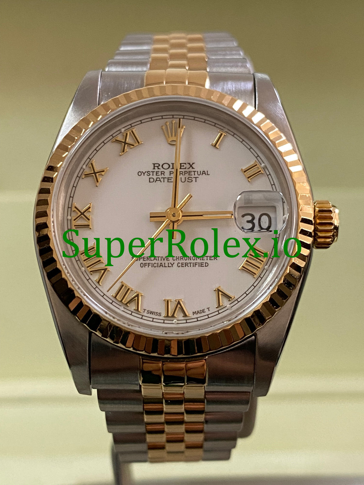 Datejust 31 Yellow Gold White Roman Dial Ref.68273