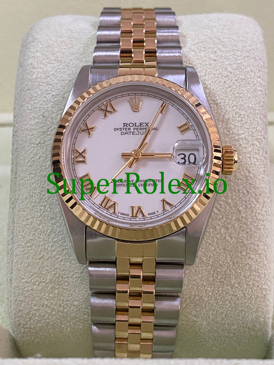 Datejust 31 Yellow Gold White Roman Dial Ref.68273