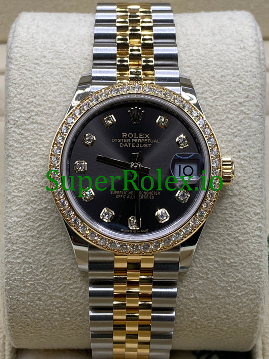 Datejust 31 Yellow Gold Dark Grey Diamond Dial Ref.278383RBR