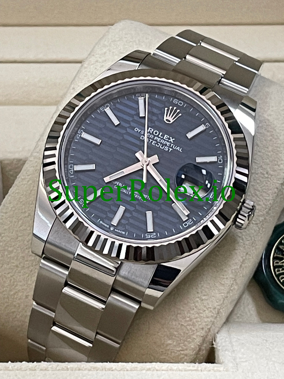 Datejust 41 Steel Bright Blue Fluted-Motif Dial Ref.126334