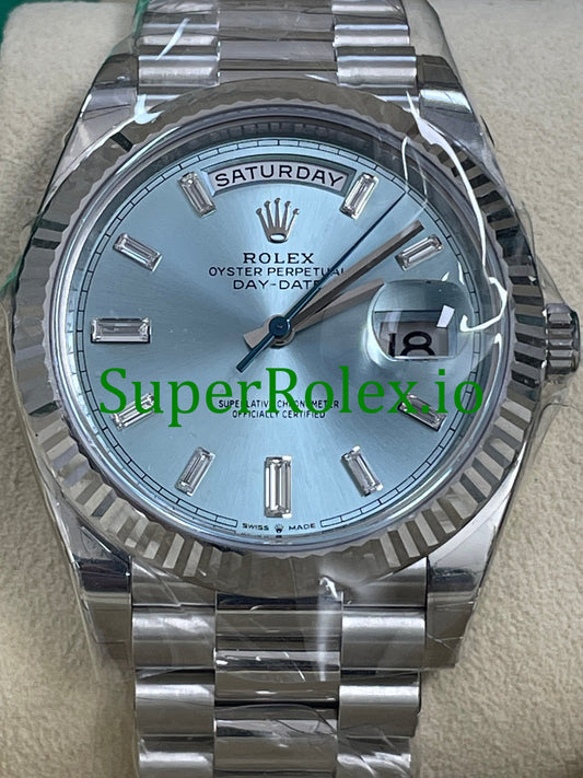 Platinum Day-Date 40MM Ref.228236 - Ice Blue Baguette Diamond Dial